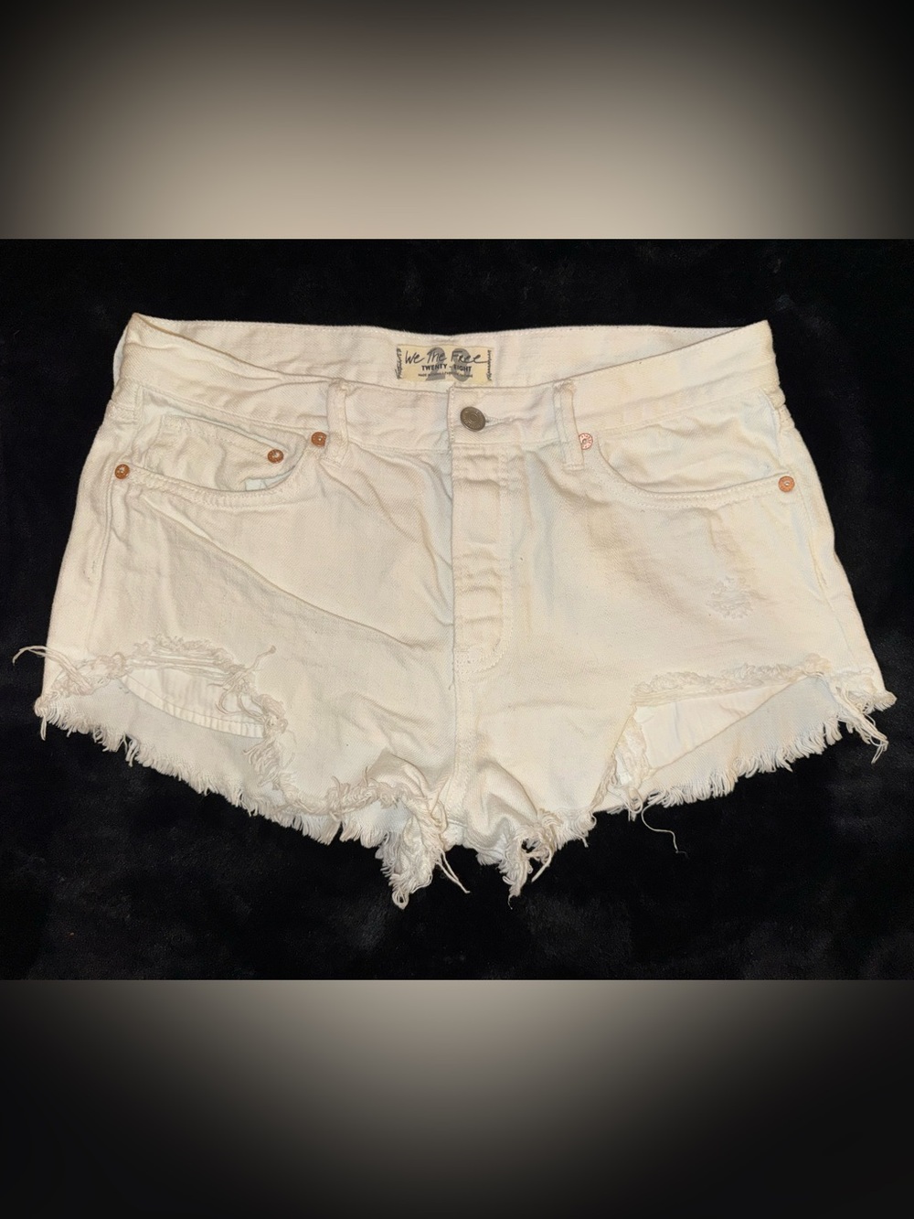 We The Free by Free People White Distressed Denim Cutoff Shorts